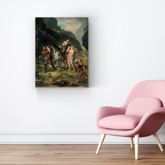 Delacroix - Angelica and the wounded Medoro (Καμβάς)