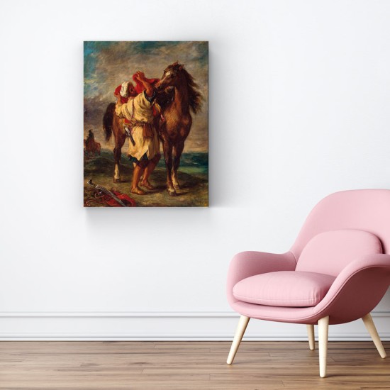 Delacroix - Arab saddling his horse (Καμβάς)