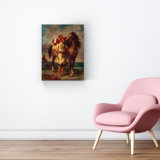 Delacroix - Arab saddling his horse (Καμβάς)