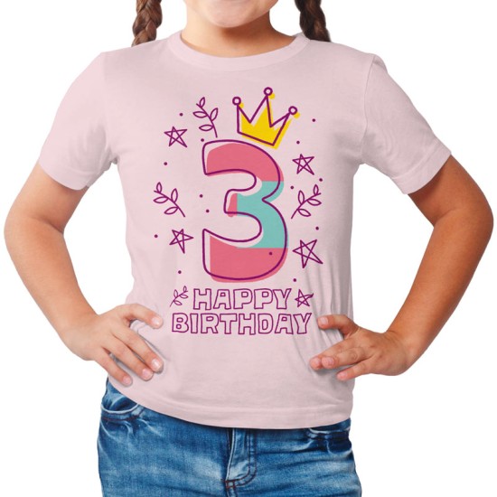 Happy Birthday Girl - 3 years old (Κοντομάνικο Παιδικό)