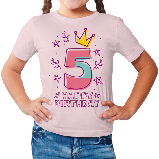 Happy Birthday Girl - 5 years old (Κοντομάνικο Παιδικό)