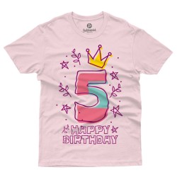 Happy Birthday Girl - 5 years old (Κοντομάνικο Παιδικό)