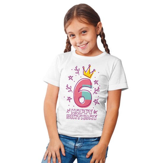 Happy Birthday Girl - 6 years old (Κοντομάνικο Παιδικό)