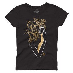 Γυναικείο πορτραίτο με χρυσά λουλούδια (Κοντομάνικο Γυναικείο) Γυναικείο πορτραίτο με χρυσά λουλούδια (Κοντομάνικο Γυναικείο)