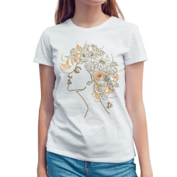 Γυναικείο πορτραίτο με λουλούδια (Κοντομάνικο Γυναικείο) Γυναικείο πορτραίτο με λουλούδια (Κοντομάνικο Γυναικείο)