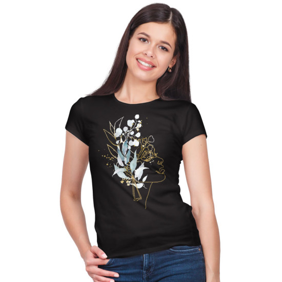 Γυναικείο πορτραίτο με λουλούδια V5 (Κοντομάνικο Γυναικείο)