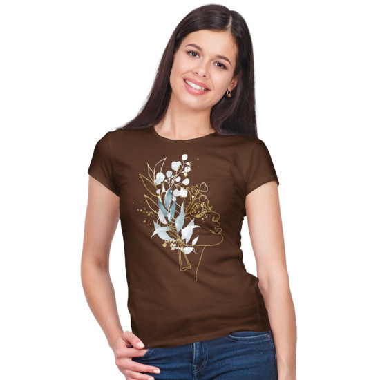 Γυναικείο πορτραίτο με λουλούδια V5 (Κοντομάνικο Γυναικείο)