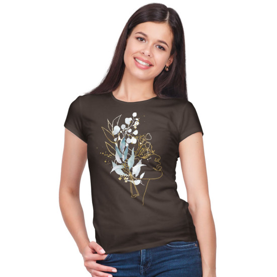 Γυναικείο πορτραίτο με λουλούδια V5 (Κοντομάνικο Γυναικείο)