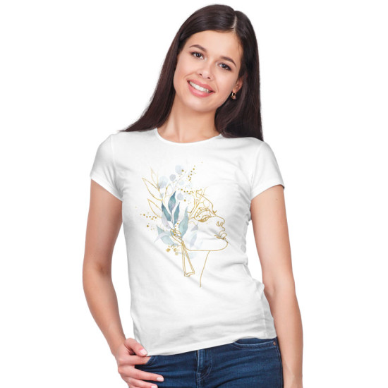 Γυναικείο πορτραίτο με λουλούδια V5 (Κοντομάνικο Γυναικείο)