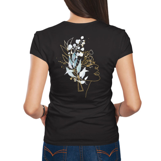 Γυναικείο πορτραίτο με λουλούδια V5 (Κοντομάνικο Γυναικείο)