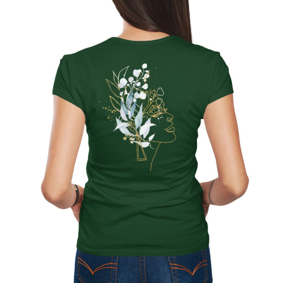 Γυναικείο πορτραίτο με λουλούδια V5 (Κοντομάνικο Γυναικείο)