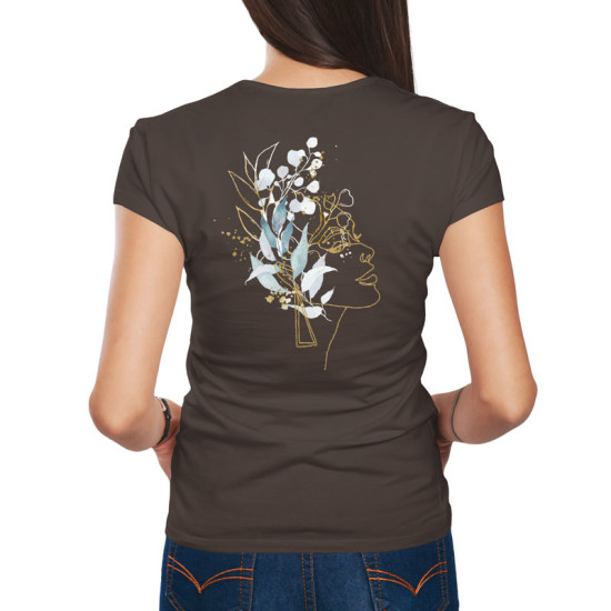 Γυναικείο πορτραίτο με λουλούδια V5 (Κοντομάνικο Γυναικείο)