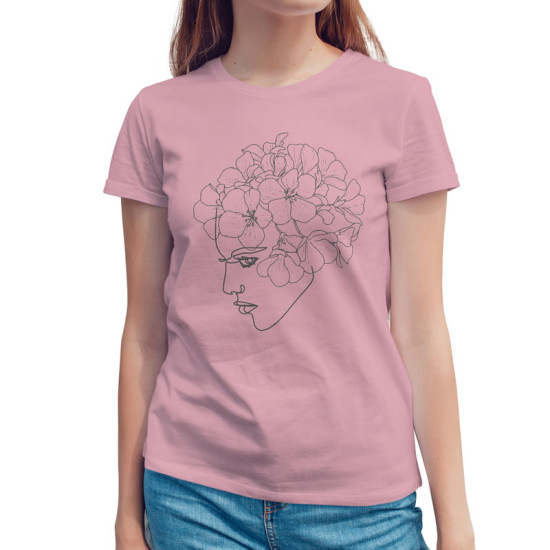 Γυναικείο πορτραίτο με λουλούδια V7 (Κοντομάνικο Γυναικείο)