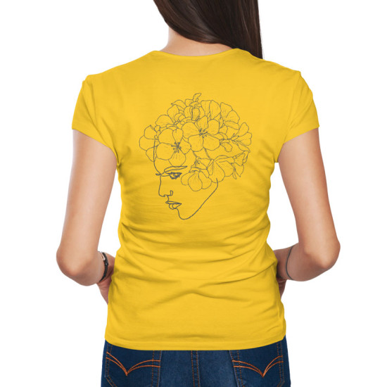 Γυναικείο πορτραίτο με λουλούδια V7 (Κοντομάνικο Γυναικείο)