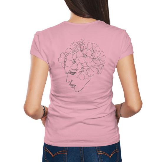 Γυναικείο πορτραίτο με λουλούδια V7 (Κοντομάνικο Γυναικείο)