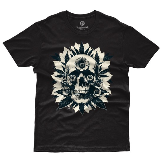 Skull with flowers and leaves (Skomaniko Men / Unisex)