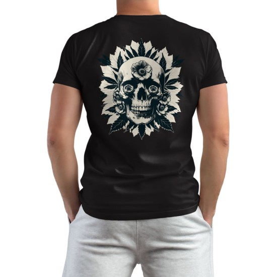 Skull with flowers and leaves (Skomaniko Men / Unisex)