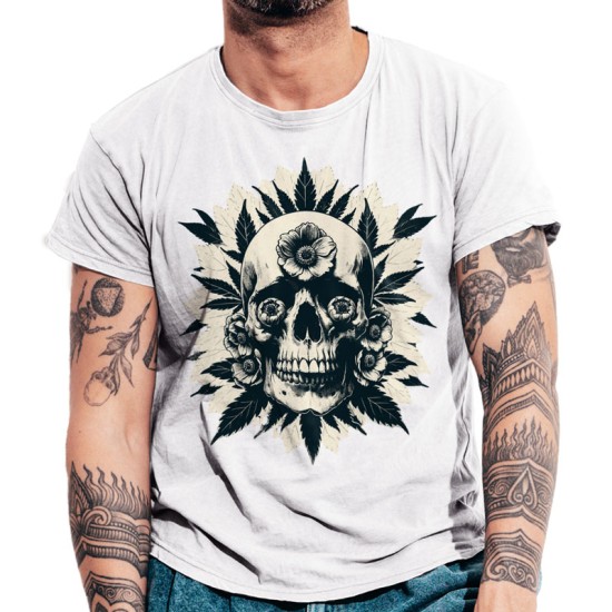 Skull with flowers and leaves (Skomaniko Men / Unisex)