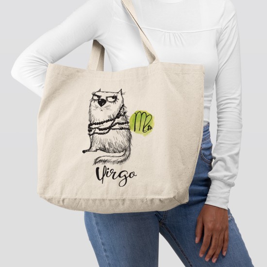 Αστείες Γάτες Ζώδια - Παρθένος (Τσάντα  Αγοράς)